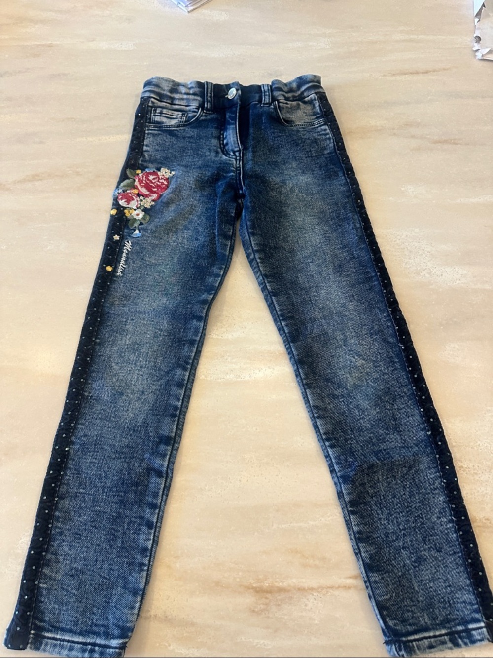 Little girl Dark Blue Embroidered S Jeans